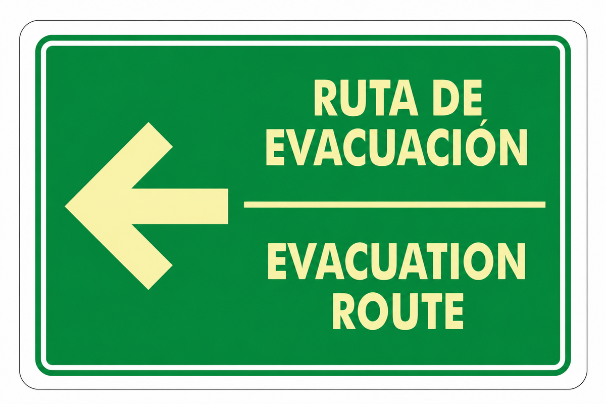 Señalización de Ruta de evacuación Izquierda (Bilingüe)