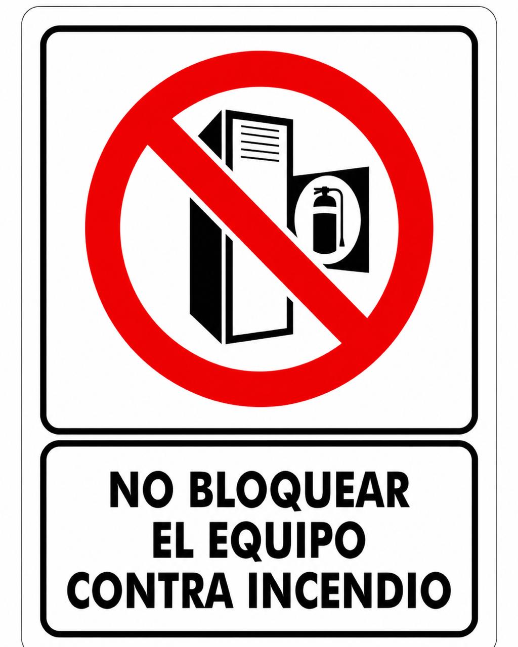 Señalización de No bloquear el equipo contra incendio