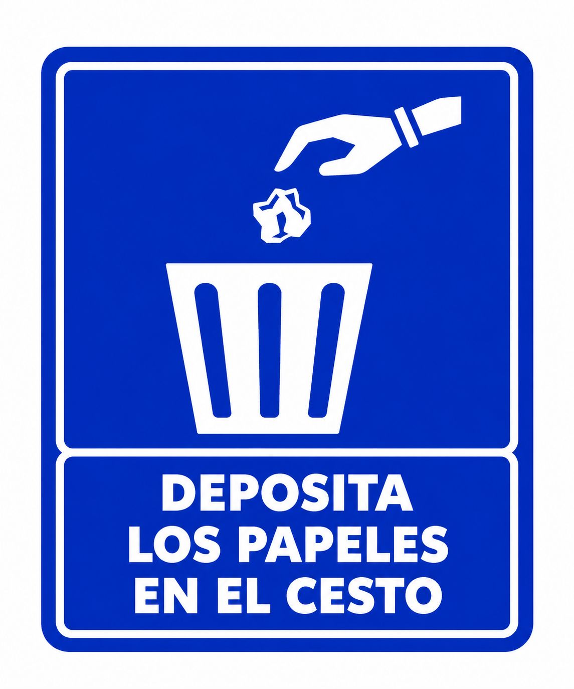 Deposita los papeles en el cesto