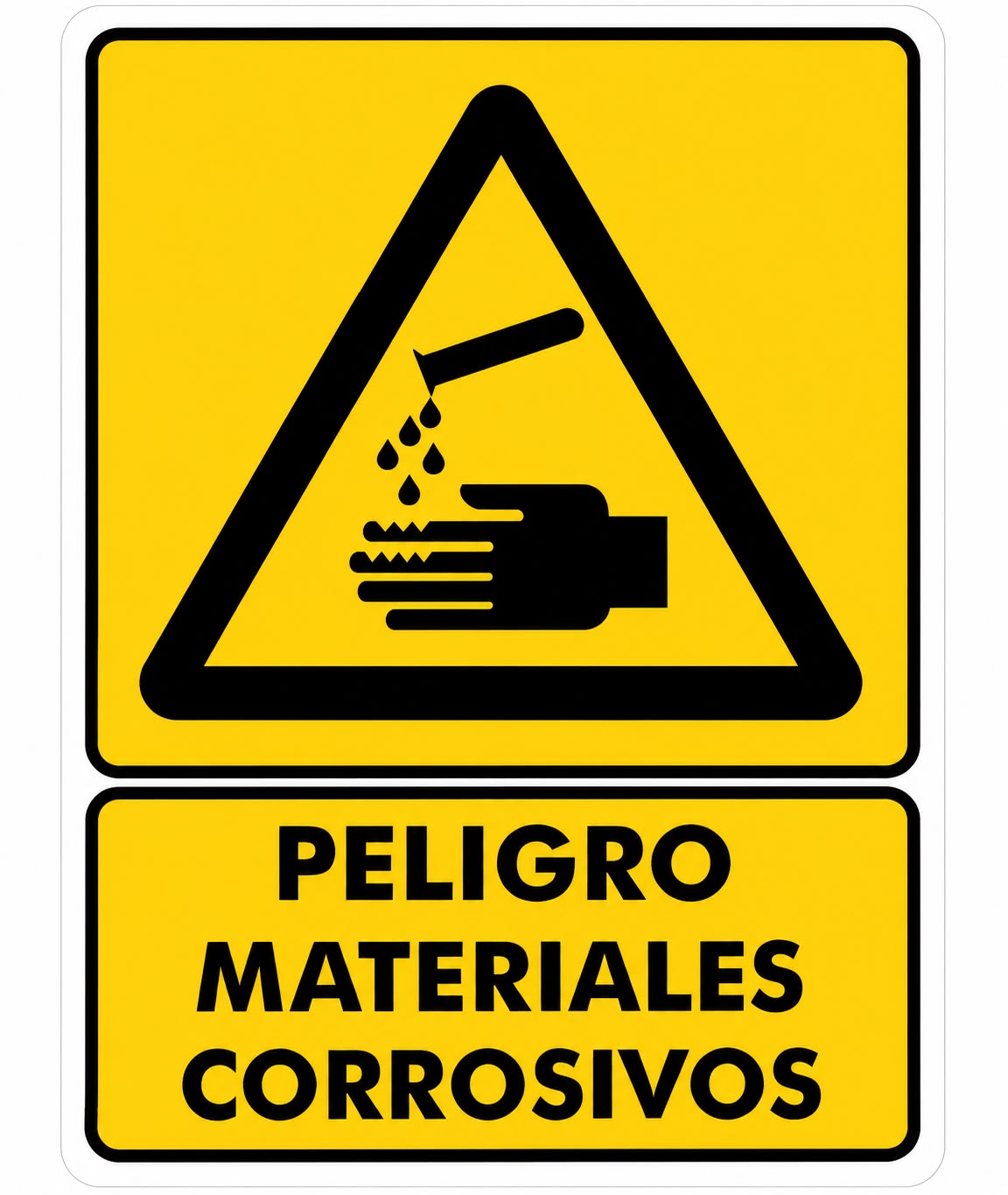 Precaución o Peligro Materiales corrosivos