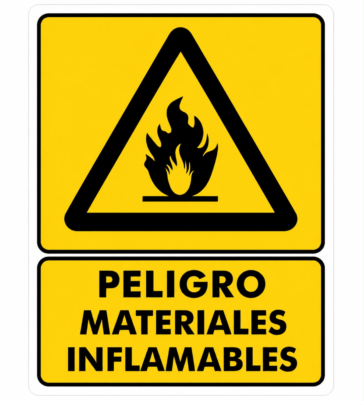 Precaución o Peligro Materiales inflamables