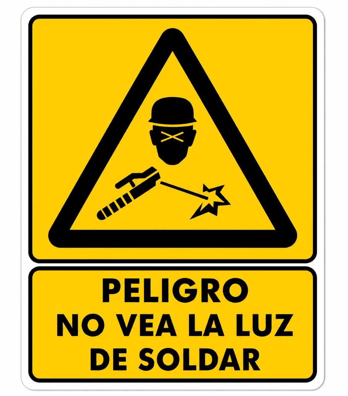 Precaución o Peligro No vea la luz de soldar