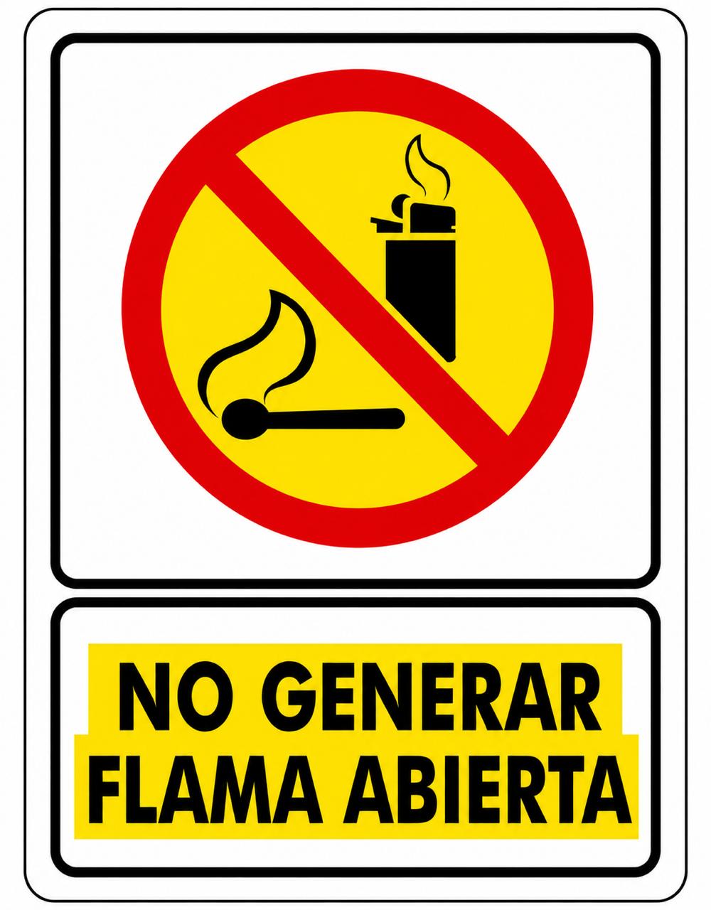 Señalizacion de No generar flama abierta