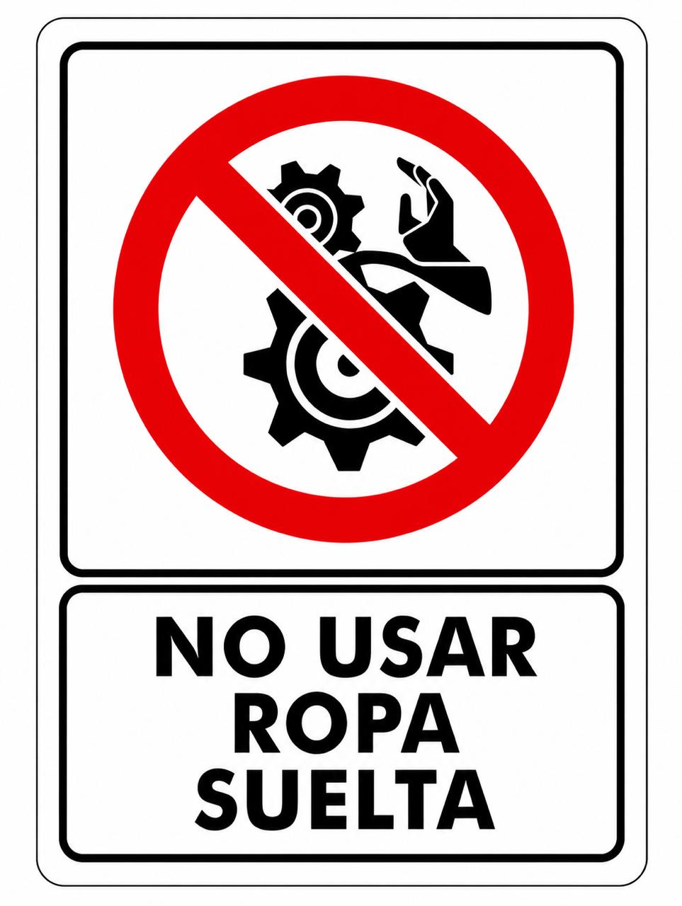 Señalización de No usar ropa suelta