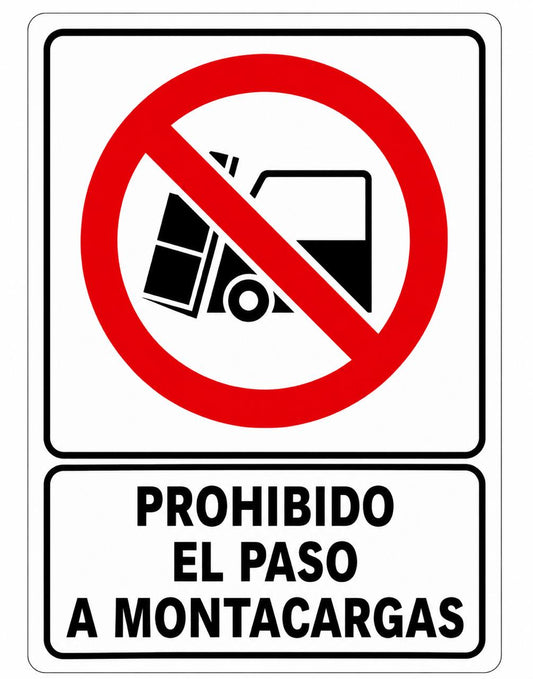 Señalización de Prohibido el paso a montacargas