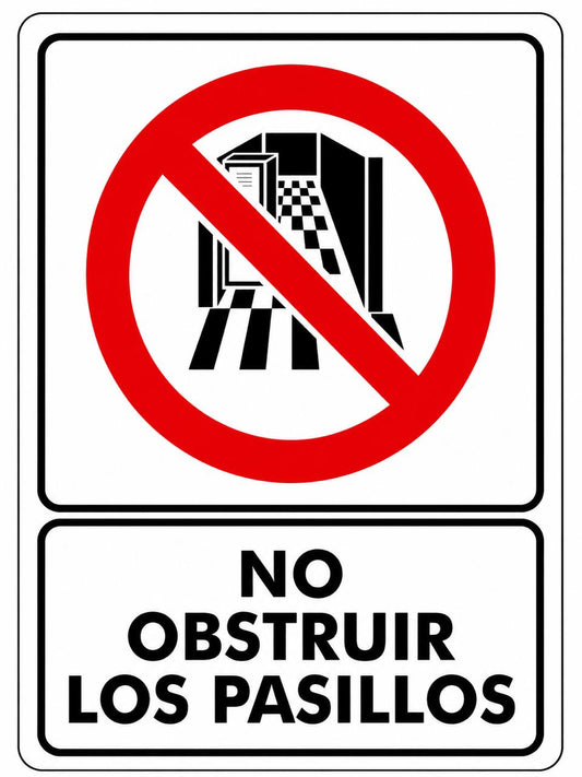 Señalizacion de No obstruir los pasillos