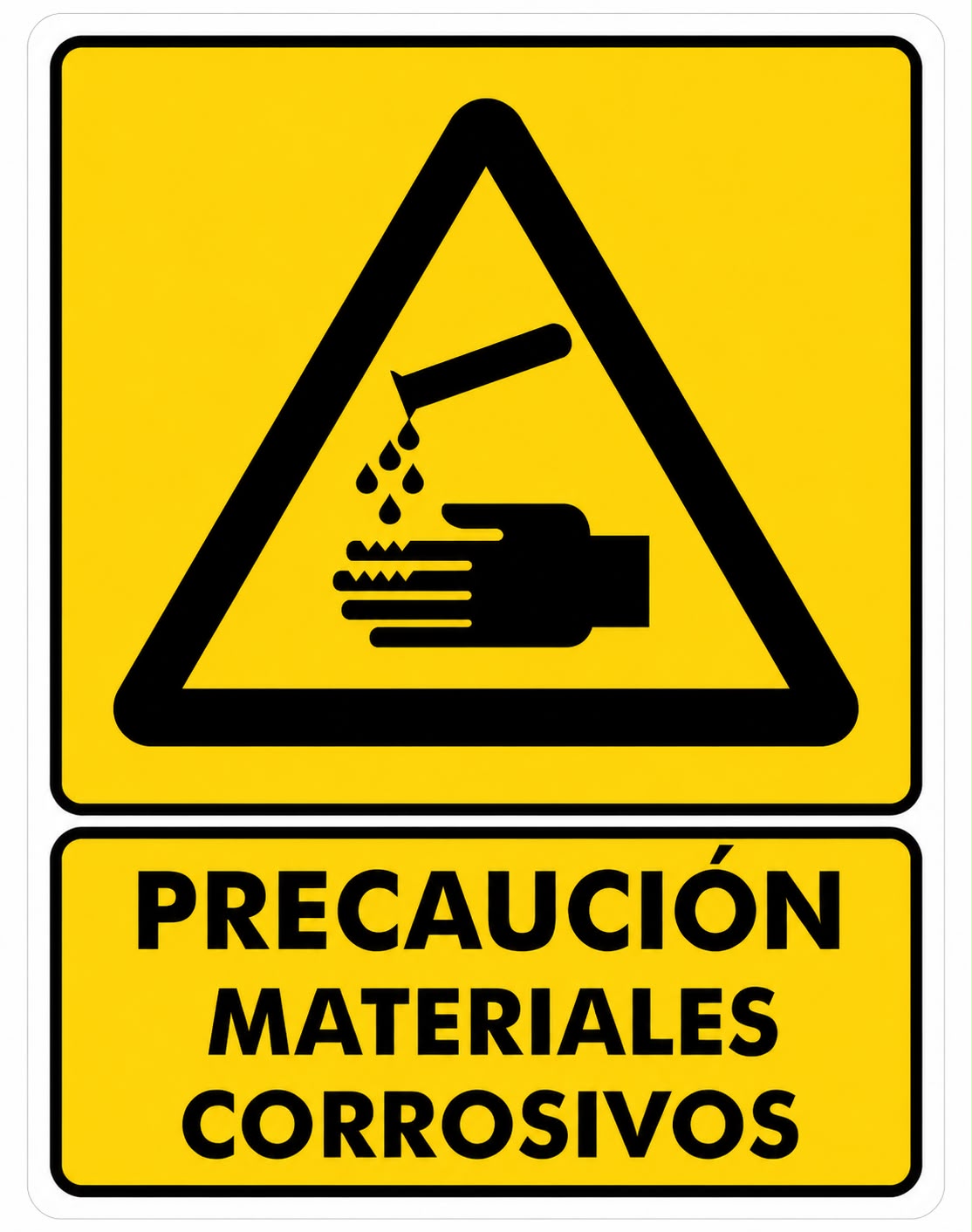 Precaución o Peligro Materiales corrosivos