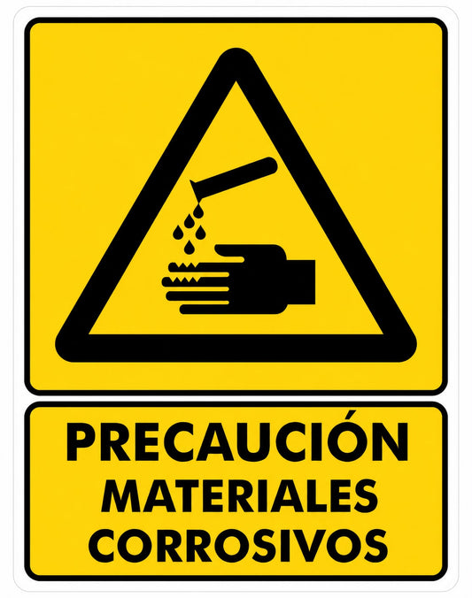 Precaución o Peligro Materiales corrosivos