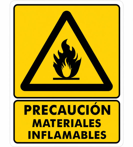 Precaución o Peligro Materiales inflamables
