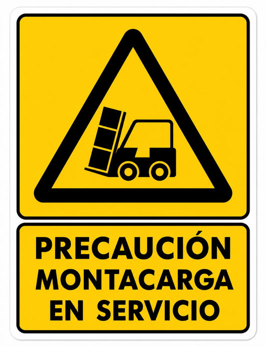 Precaución o Peligro Montacargas en servicio