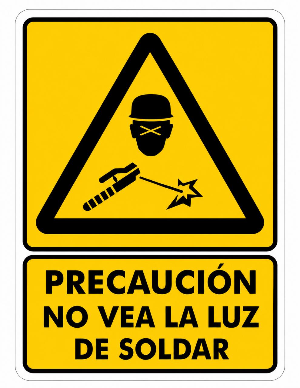 Precaución o Peligro No vea la luz de soldar