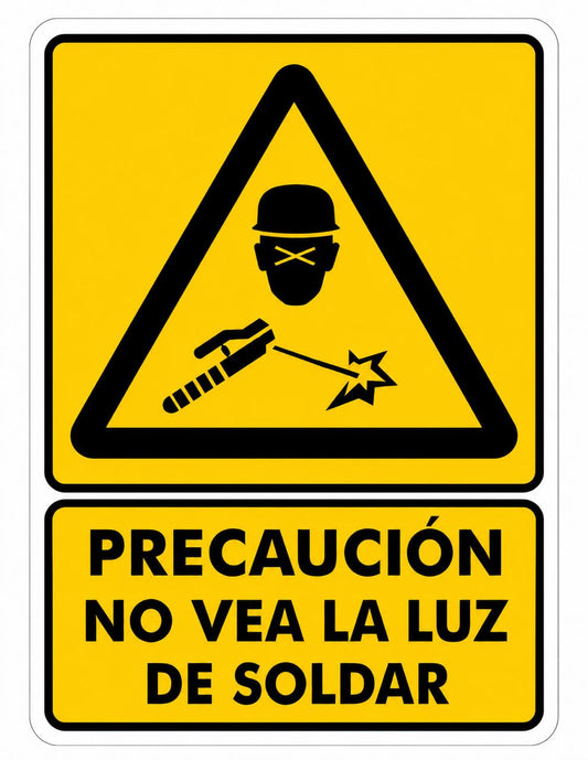 Precaución o Peligro No vea la luz de soldar