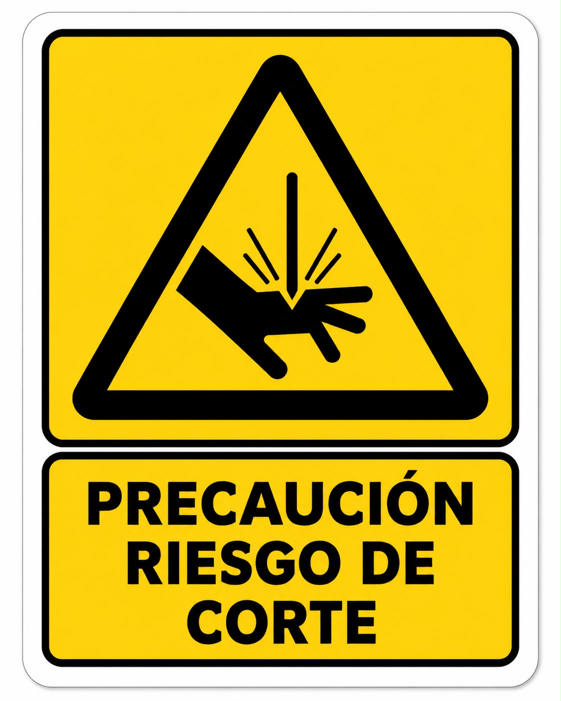 Precaución o Peligro de Riesgo de corte