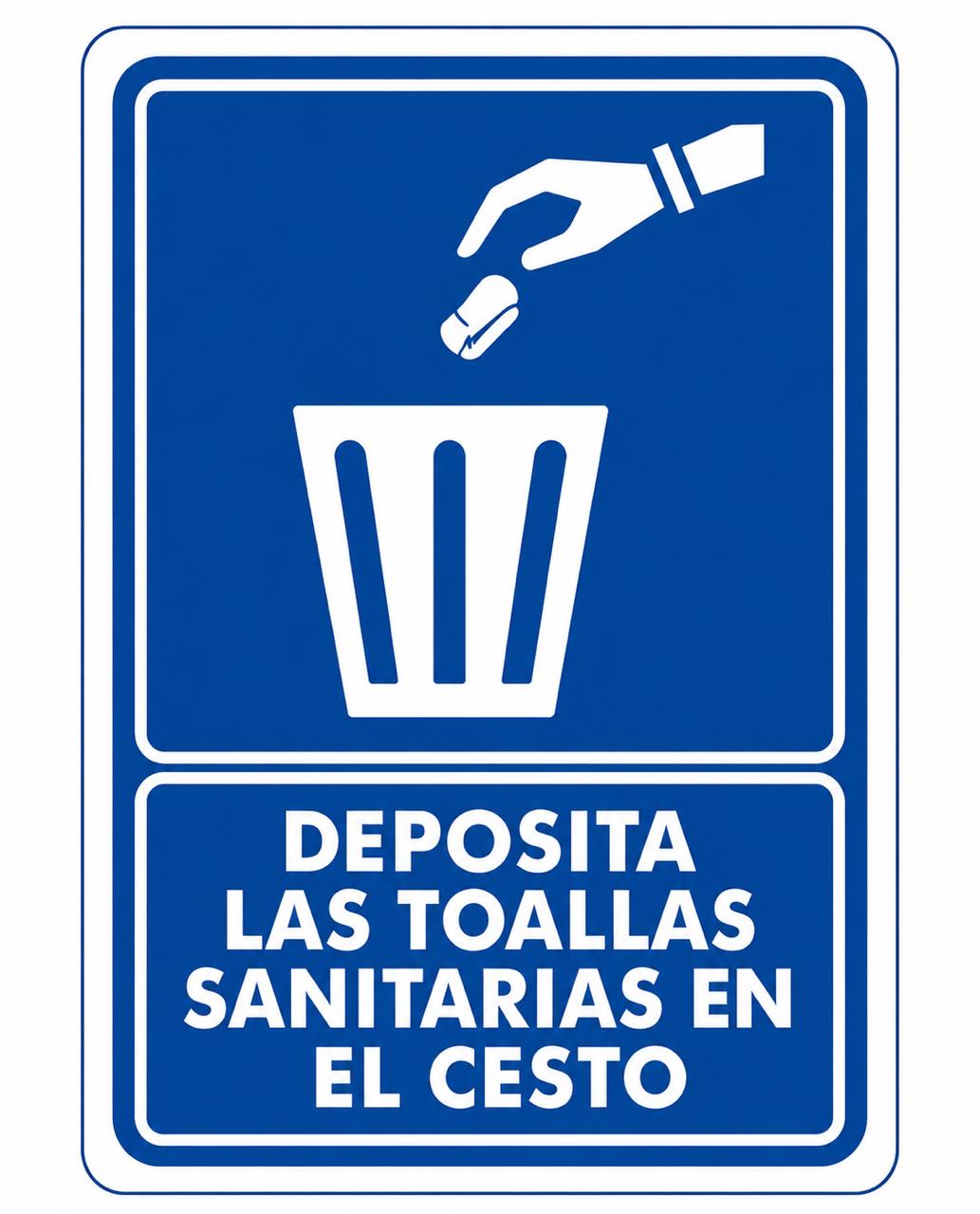 Deposita las toallas sanitarias en el cesto