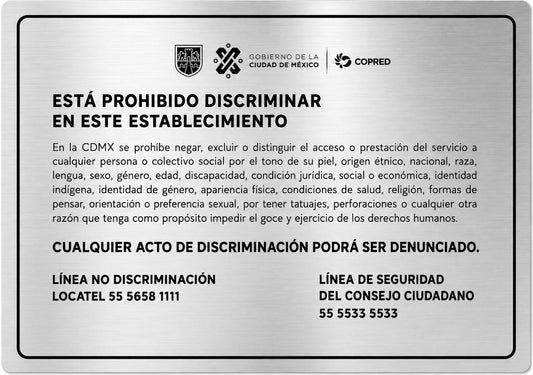 Esta prohibido discriminar