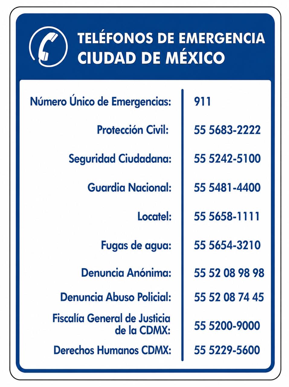 Teléfonos de emergencia  CDMX