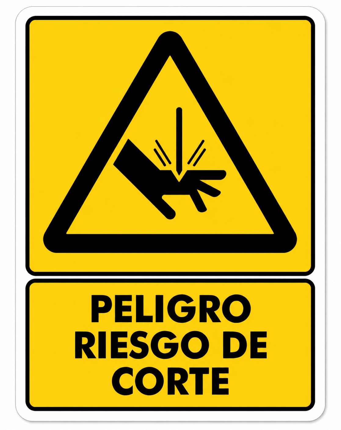 Precaución o Peligro de Riesgo de corte