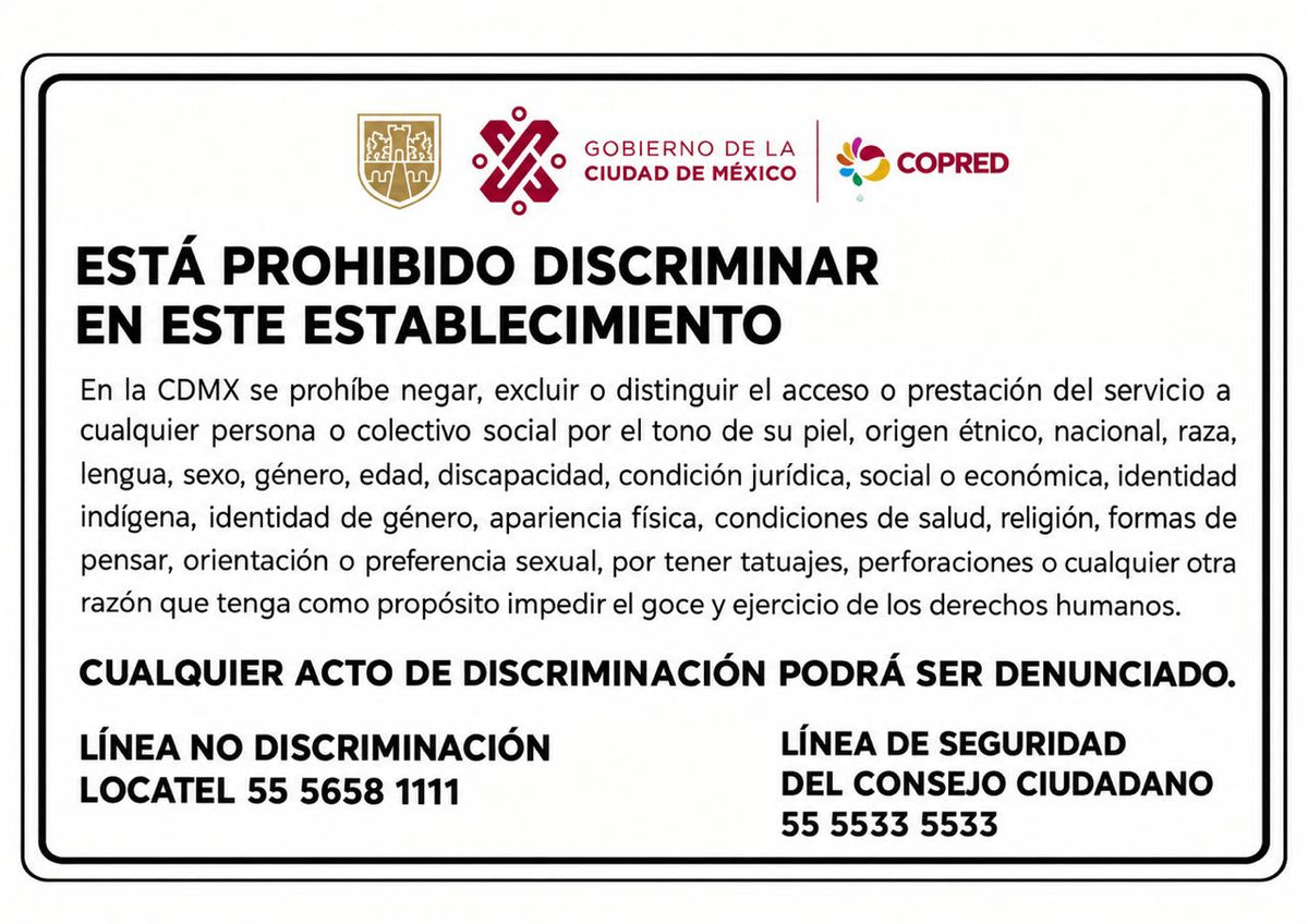 Esta prohibido discriminar