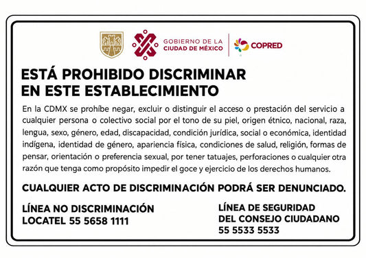 Esta prohibido discriminar